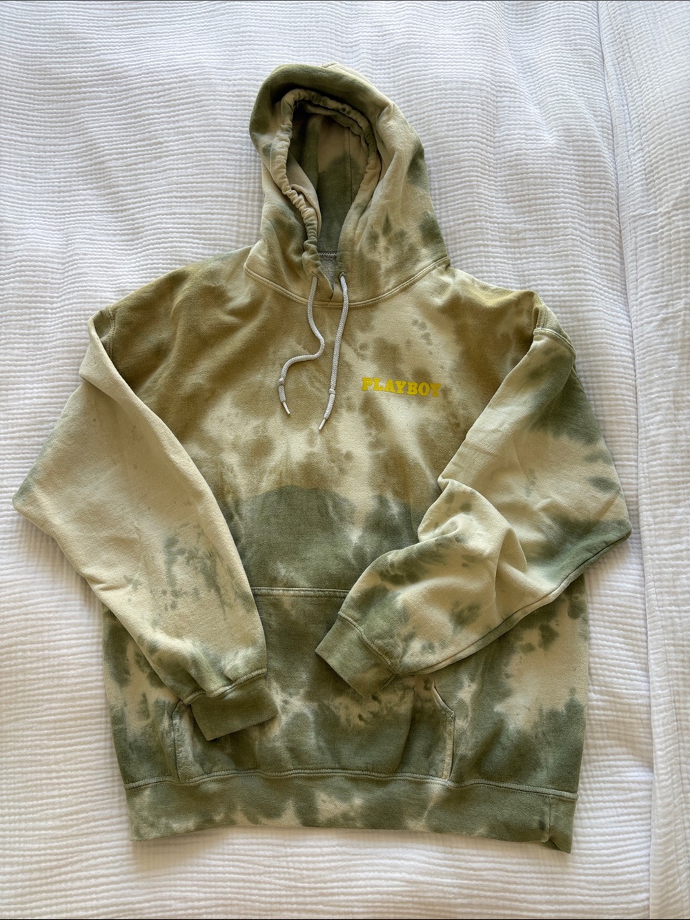 PLAYBOY Olive and Cream Tie-Dye Crewneck Sweatshirt